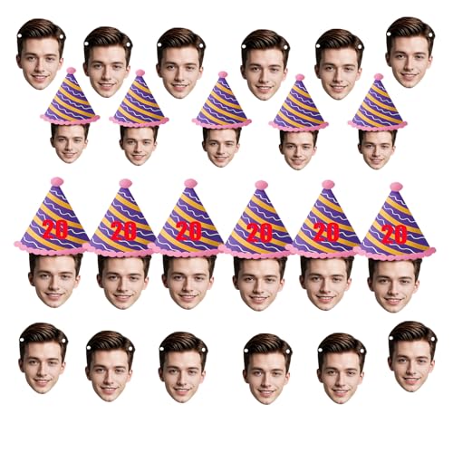 Personalisiertes Gesichts-Banner,6-20 Stück Individueller Geburtstags, Einzigartiges Foto Banner, Dekoratives Party-Schild, Benutzerdefinierte Geburtstagsdekoration von Generic