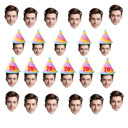 Personalisiertes Gesichts-Banner,6-20 Stück Individueller Geburtstags, Einzigartiges Foto Banner, Dekoratives Party-Schild, Benutzerdefinierte Geburtstagsdekoration von Generic