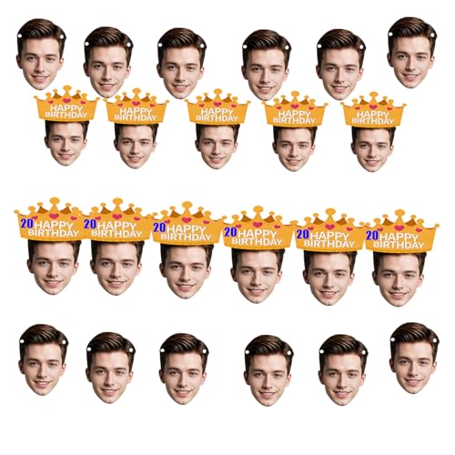 Personalisiertes Gesichts-Banner,6-20 Stück Individueller Geburtstags, Einzigartiges Foto Banner, Dekoratives Party-Schild, Benutzerdefinierte Geburtstagsdekoration von Generic
