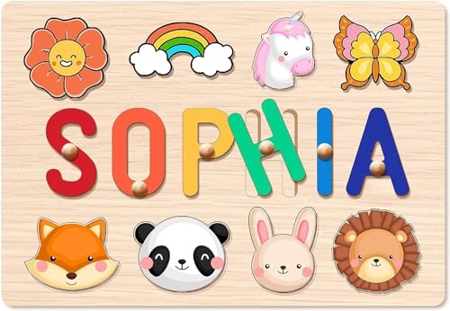 Personalisiertes Namenspuzzle für Kinder, personalisierte Babygeschenke, Geschenke zum 1. Geburtstag, Holzpuzzles für Kleinkinder, Frühlernspielzeug für Jungen oder Mädchen Personalisiertes Namenspuzzle für Kinder, personalisierte Babygeschenke, Geschenke zum 1. Geburtstag, Holzpuzzles für Kleinkinder, Frühlernspielzeug für Jungen oder Mädchen von Generic