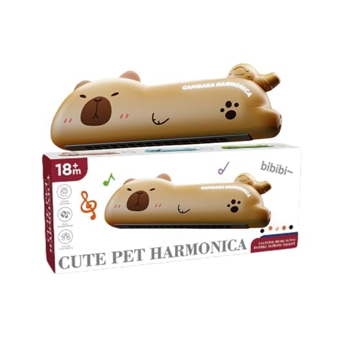 Pfeife Mundharmonika für Kinder Buntes Cartoon-Musikinstrument für Jungen Mädchen Früherziehung Atemtraining Windspielzeug Tne437 (Brown, 16x6x2.6cm) von Generic