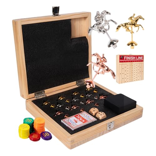 Pferderennen-Spiel – Pferderennen-Brettspiel mit Metallpferden, Würfeln und Karten, lustige Familienpartyspiele für Erwachsene und Kinder, strategisches Logik-Herausforderungsspielzeug von Generic