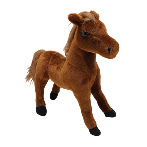 Pferdplüschspielzeug Lebensechtig Weich Bequeme Tierpuppe für und Erwachsene Plüschmaterial (Dunkelbraun) von Generic