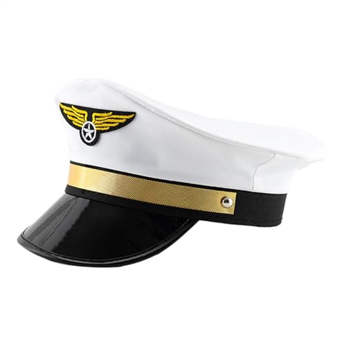Pilot Captain Hat - Navy Captain Airline Hüte | Polyester Cosplay Navy Captain Hüte Verstellbare Erwachsene Pilot Hut Flugzeug Kapitän Kostüm Zubehör für Kinder und Erwachsene Pilot Captain Hat - Navy Captain Airline Hüte | Polyester Cosplay Navy Captain Hüte Verstellbare Erwachsene Pilot Hut Flugzeug Kapitän Kostüm Zubehör für Kinder und Erwachsene von Generic
