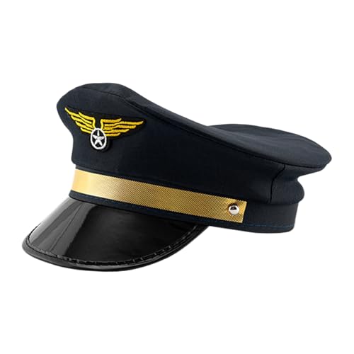 Pilot Captain Hat für Damen - Captain Captain Captain Costume Cap für Erwachsene, Verstellbarer Pilothut der Fluggesellschaft Unisex | Klassischer Luftfahrtstil mit Abzeichen und stabiler Krempe von Generic