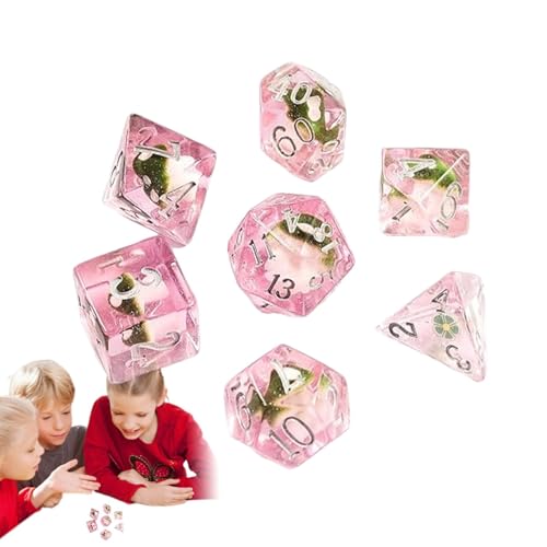 Pilzwürfel – Polyedrisches Würfelset | Kleines Würfelset aus Harz für Rollenspiele und Tabletop-Spiele, Set mit 7 Würfeln für Tabletop-Spiele, Pilz-Partywürfel-Set, Cartoon-Würfel für Tabletop-Spiele von Generic