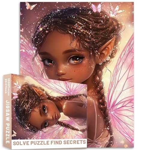 Pink Wing Fairy Geflochtene Haar-Schmetterlinge, 1000 Teile, Puzzle, 50 x 70 cm, Airbrush-Kunst, funkelnder Glitzer, rosa goldener Hintergrund Pink Wing Fairy Geflochtene Haar-Schmetterlinge, 1000 Teile, Puzzle, 50 x 70 cm, Airbrush-Kunst, funkelnder Glitzer, rosa goldener Hintergrund von Generic