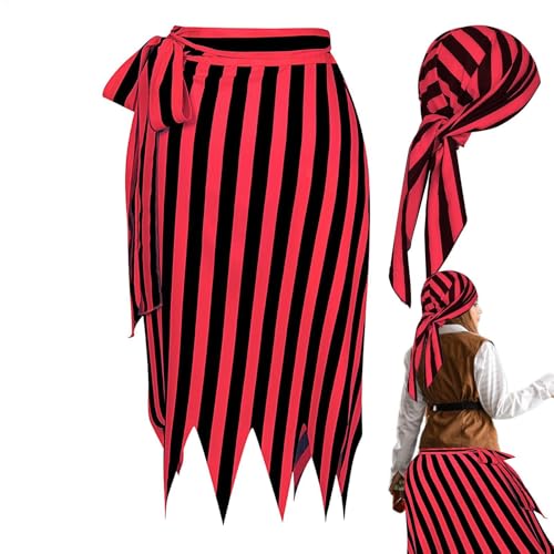 Piraten Rollenspielkostüme für Damen, Halloween Piratenkostüme für Damen | Halloween Rollenspiel Piratenkostüme Frauen Piratenkleid,Gestreifte Kostümzubehör Röcke Renaissance Kapitän Outfit v von Generic
