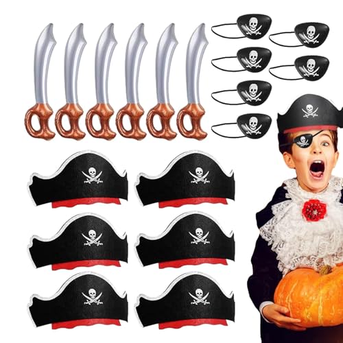 Piratenhut-Set - Halloween-Piraten-Zubehör, Cosplay-Set | Piraten-Augenklappen, Schwerter, Hüte für Halloween, Cosplay Piratenhut-Set - Halloween-Piraten-Zubehör, Cosplay-Set | Piraten-Augenklappen, Schwerter, Hüte für Halloween, Cosplay von Generic