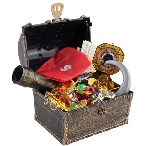 Piratenschatz für Kinder | Piratenkostüm für Kinder, Zubehör, 143 Teile für Kinder, Hunt Game Box, Spielzeug für Cosplay, Themed Party Favors Piratenschatz für Kinder | Piratenkostüm für Kinder, Zubehör, 143 Teile für Kinder, Hunt Game Box, Spielzeug für Cosplay, Themed Party Favors von Generic