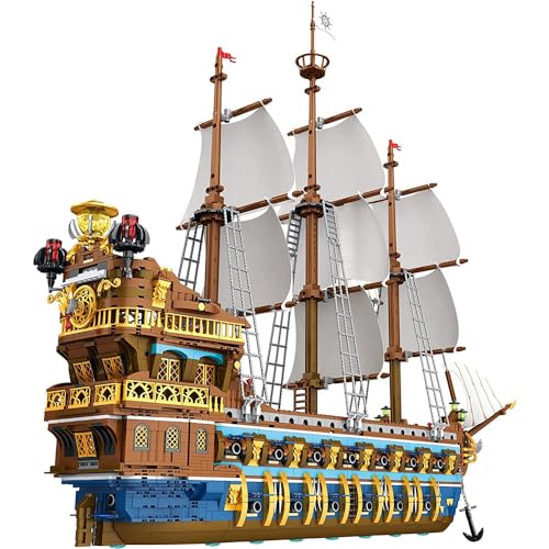 Piratenschiff Technik Bausteine, 66011 Reobrix Schiff Spielzeug Bausatz Modular Buildings, Segelschiff Modellbausatz, Klemmbausteine Kompatibel mit Lego (3162 Teile ) von Generic