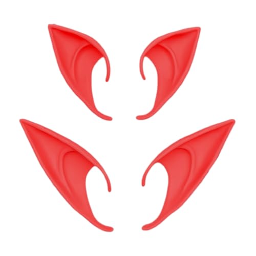 Pixie Elfenohren Feenohren Cosplay Halloween Party Verkleidung Kostüm Maskerade Ball Elfen Vampirohren (2 Paar) (Rot) von Generic