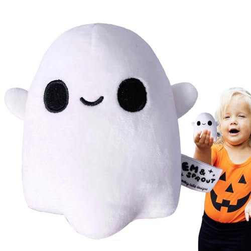 Plüsch-Ghost-Plüschtier – 10 cm Halloween-Plüschtiere Geist aus Plüsch | Plüschtier Geist weiß multifunktional, verblasst nicht, Halloween-Schädel, P-Spielzeug von Generic