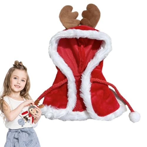 Plüsch Puppe Kleidung, Outfit Set Puppe Kleidung | Dress Up Kleidung Nette Puppe Anzug, Geweih Cape Puppe Kleidung Set, Puppe Weihnachten Kostüm, Puppe Zubehör von Generic