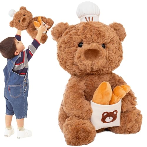 Plüschbär, Plüschbär, Plüschbär im Gebäckhut, der 10 Zoll Brot hält, entzückendes Bär-Plüschkissen für Erwachsene, Kinder und Mädchen, für Arr von Generic