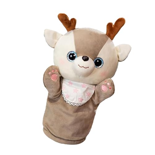 Plüschhirschpuppe - Stoffed Hand Puppenspielzeug, Storytelling Animal Doll, süße Puppe, interaktives Spielzubehör | Tierhandpuppen für Kinder Erwachsene Bildung Unterhaltungsunterhaltungs Spaß von Generic