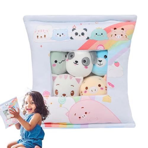 Plüschkissen, Plüschkissen | Plüschspielzeug aus weichem Kissen – abnehmbares weiches Tierpuppen-Plüschkissen, weiches Tierspielzeugkissen mit 5 Puppen Plüschkissen, Plüschkissen | Plüschspielzeug aus weichem Kissen – abnehmbares weiches Tierpuppen-Plüschkissen, weiches Tierspielzeugkissen mit 5 Puppen von Generic