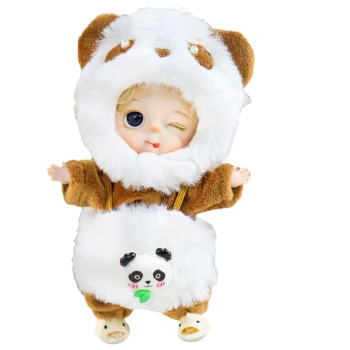 Plüschpuppe, Plüschpuppe für Kinder, lebensechte Puppen, niedliche Reborn-Puppen für Kleinkinder, kleine Puppen für und Mädchen, realistische Puppen mit abnehmbarer Panda-Kleidung von Generic