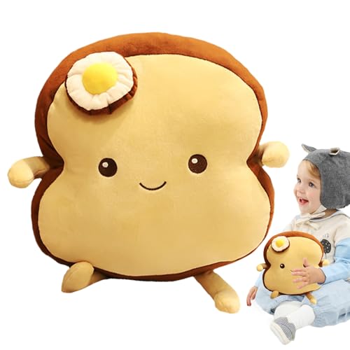 Plüschspielzeug aus gegrilltem Brot – Kissen in Form von Toast in Form von Cartoon-Brotbrot | Toast Poached Egg Pood Fake Poached Egg Bake Goods Dol Toast Brot Spielzeug aus Pel von Generic