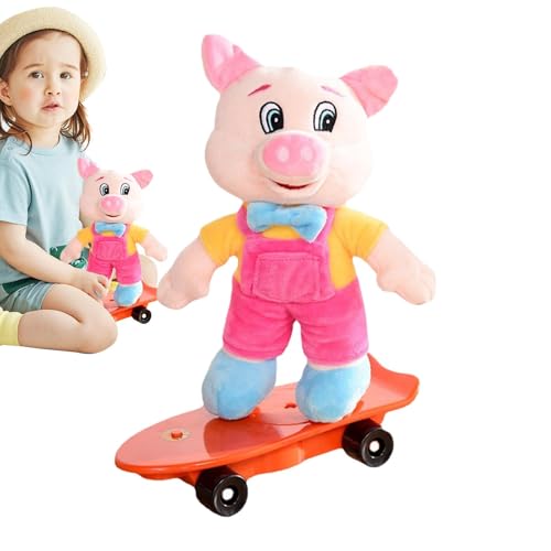 Plüschspielzeug für Kinder, Spielzeug für Tiere Skateboard | Elektrische Musik Skateboard Plüsch Tiere Spielzeug Skateboard Gesang | Interaktive Puppe für Kinder, Skateboard, Tiere von Generic