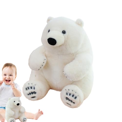 Plüschtier Eisbär, Plüschtier Eisbär aus Plüsch, lustiges niedliches Tier-Plüschkissen, weiches Kuschelkissen, beruhigendes Spielzeug, Puppen zum Sammeln, Dekoration des Hauses für Wohnzimmer von Generic