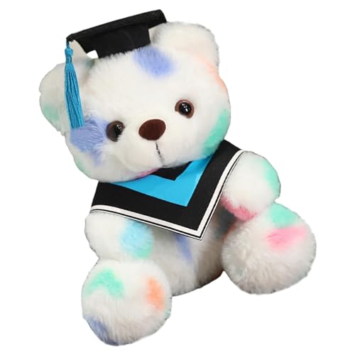 Plüschtier zum Schulabschluss 2024, Teddybär zum Schulabschluss, Teddybär in Regenbogenfarben, 22,4 cm (9 Zoll) – niedlicher Bär für Abschlussfeier, Regenbogen, mit Kleid, , Bommel, Set von Generic