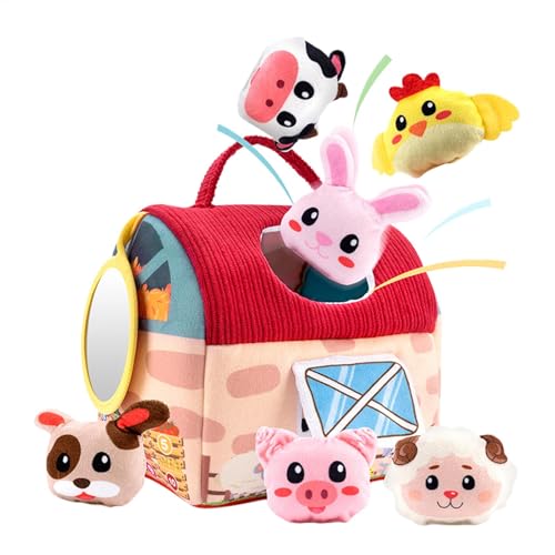 Plush Scheune mit Bauernhoftieren, niedliches Plüschtier, Spielzeug-Set für Weidekörbe. von Generic