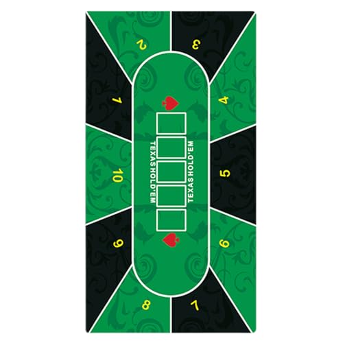 Poker -Tisch -Top -Matte - Gummispieloberfläche, Faltbare Spielmatte | Tragbares Pokerlayout für Heimunterhaltung, Brettspielzimmer, Texas Hold'em Nights, Style Tabletop mit Kartenzonen von Generic