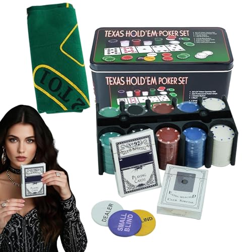 Pokerspiel,Kartenspiel mit Pokerchips, Kartenzubehör, professionelle Spielausrüstung für Zuhause, Erwachsene, Partys, Reisen, Camping, Männer und Nacht Pokerspiel,Kartenspiel mit Pokerchips, Kartenzubehör, professionelle Spielausrüstung für Zuhause, Erwachsene, Partys, Reisen, Camping, Männer und Nacht von Generic