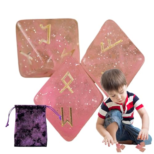 Polyedrische Würfel, Runenwürfel,8-seitige Harzwürfel für das Wahrsagungsspiel - Polyedrische Würfel aus Runenharz mit Kordeltasche, Spielwürfel für Tischparty Polyedrische Würfel, Runenwürfel,8-seitige Harzwürfel für das Wahrsagungsspiel - Polyedrische Würfel aus Runenharz mit Kordeltasche, Spielwürfel für Tischparty von Generic