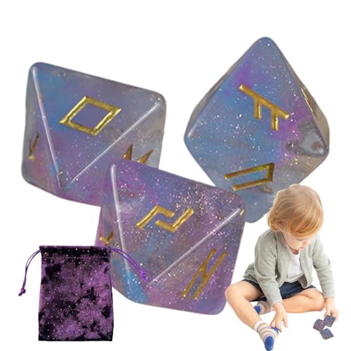 Polyedrische Würfel, Runenwürfel,Astrologische Würfel mit 8 Seiten zur Vorhersage | Brettspielwürfel mit runischen polyedrischen astrologischen Würfeln mit Kordelzugtasche, Zubehör zur Wahrsagung der von Generic