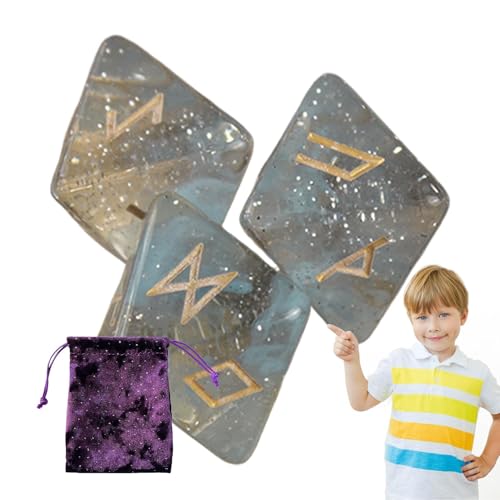 Polyedrische Würfel, Runenwürfel | Divinations Spielinstrument mit 8 Gesichtern, tragbare Runenwürfel mit Kordelzugtasche, polyedrisches Würfel-Set aus Harz, Wahrsagungsspielzeug von Generic