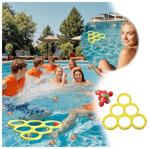 Pool Spielzeug Erwachsene Wasserspielzeug Kinder Poolspielzeuge, Wassersportspielzeug für Pool Schwimmende Wurfspiele mit 10 Regenbogenbällen, Poolwasserspielzeug für Jugendliche und Familie (A) von Generic