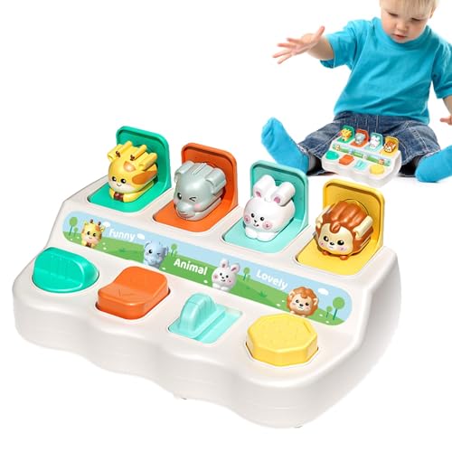 Pop-Tierspielzeug, tierisches sensorisches Spielzeug,Lernspielzeug für die frühe Entwicklung - Farbsortierende Tier-Pop-Out-Box mit Knöpfen für Kinder ab 3 Jahren erleichtert das Lernen von von Generic