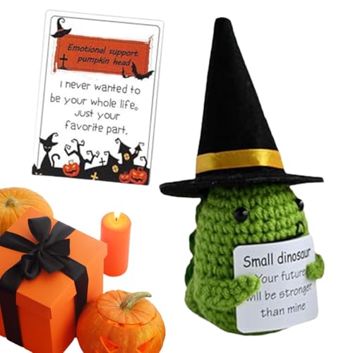 Positive Affirmation Puppe Halloween Kürbiskopf Puppe Handgemachte Gurke Strickpuppe mit positiver Karte für Schwester Positive Affirmation Puppe Halloween Kürbiskopf Puppe Handgemachte Gurke Strickpuppe mit positiver Karte für Schwester von Generic