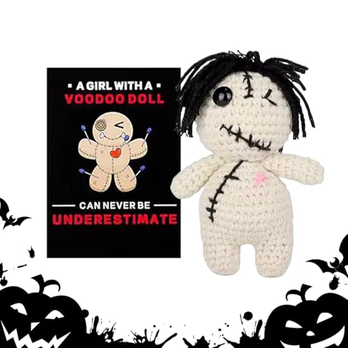 Positive Crochet Puppe | Schrilles Häkeltier Zur Emotionale Begleitung | Mit Motivationskarte, Streichespielzeug Und Wohnaccessoire Für Halloween Bücherregal Nachttisch von Generic