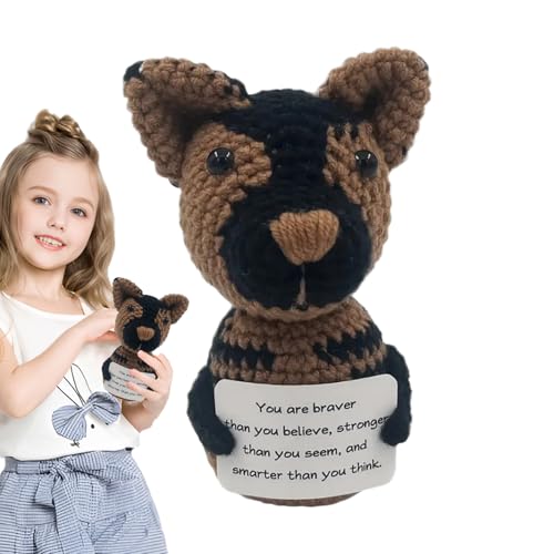 Positive Häkeltiere, niedliche gestrickte Hundespielzeug inspirierende Häkeltiere - Häkelpupfspielzeug, Häkelei emotionale Unterstützung für Sofa, Bett, Schreibtisch von Generic