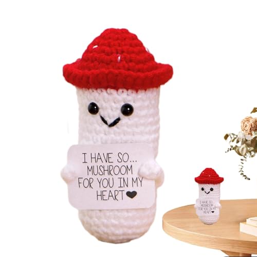 Positive gestrickte Puppe, lächelnde gestrickte Puppe - Ermutigungsfigur, niedliche Figur, mit positiver Karte | Kreative strickende Tierpuppe von Generic