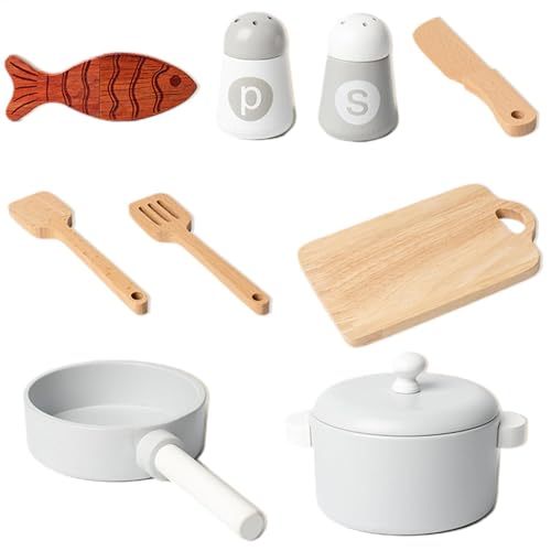 Pretend Kitchen Toys – Interaktives Kinderküchenzubehör-Set | 9-teiliges Holzspielset Kochspielzeug für Kinder Mädchen , Kinderküche Lernspielzeug Pretend Kitchen Toys – Interaktives Kinderküchenzubehör-Set | 9-teiliges Holzspielset Kochspielzeug für Kinder Mädchen , Kinderküche Lernspielzeug von Generic