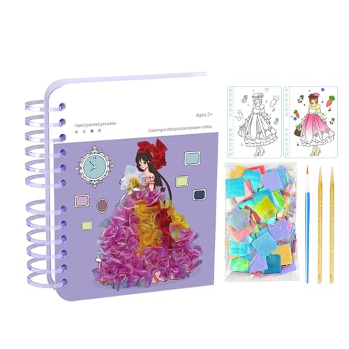 Princess Art Craft Set - Picking Activity Kit mit Aufklebern und Farbe | Handgefertigte Lernmaterialien für Kleinkinder, DIY -Kunsthandwerksspielzeug, Kindergartenaktivität Waren, Reisewagenflugzeug f von Generic