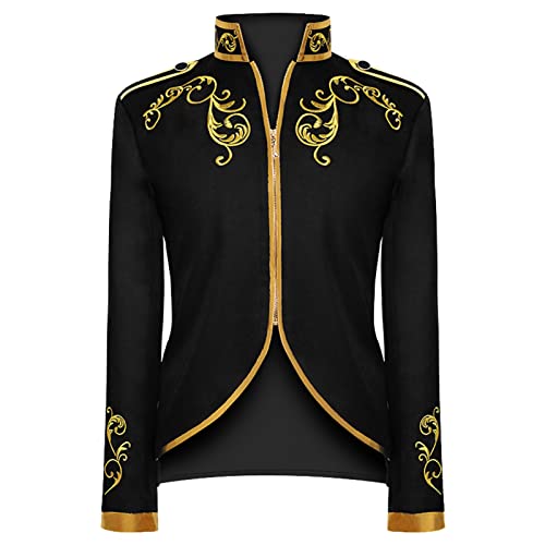 Prinz Kostüm Herren, Edelmann Herren Mantel,Retro Steampunk Jacke Mittelalter Anzug Stickerei Königlicher Prinz Outfit Gothic Frack Halloween Karneval Mottoparty Prinz Kostüm Herren, Edelmann Herren Mantel,Retro Steampunk Jacke Mittelalter Anzug Stickerei Königlicher Prinz Outfit Gothic Frack Halloween Karneval Mottoparty von Generic