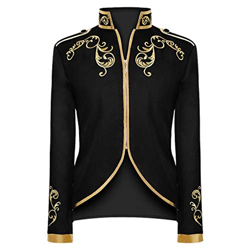 Prinz Kostüm Herren, Edelmann Mantel Herren Stickerei,Retro Steampunk Jacke Mittelalter Anzug Königlicher Prinz Outfit Gothic Frack Halloween Mottoparty Karneval Cosplay Outfit Prinz Kostüm Herren, Edelmann Mantel Herren Stickerei,Retro Steampunk Jacke Mittelalter Anzug Königlicher Prinz Outfit Gothic Frack Halloween Mottoparty Karneval Cosplay Outfit von Generic