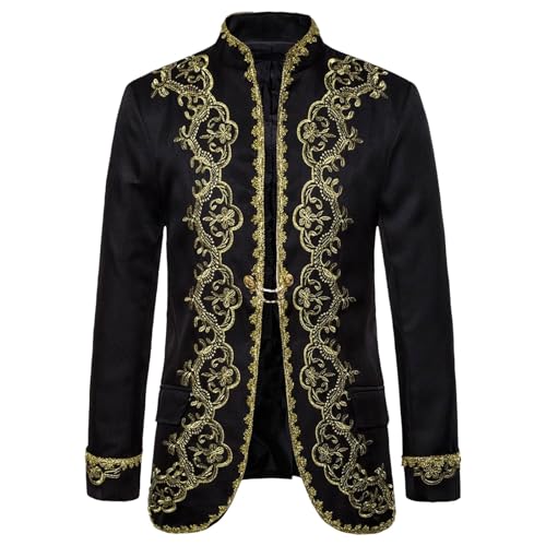 Prinz Kostüm Herren, Gothic Herren Mantel Stickerei,Steampunk Jacke Mittelalter Edelmann Blazer Königlicher Prinz Outfit Halloween Mottoparty Karneval Fasching Cosplay Prinz Kostüm Herren, Gothic Herren Mantel Stickerei,Steampunk Jacke Mittelalter Edelmann Blazer Königlicher Prinz Outfit Halloween Mottoparty Karneval Fasching Cosplay von Generic