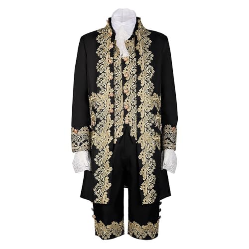 Prinz Kostüm Herren 4-Teiliges - Edelmann Mantel Herren Stickerei Inkl. Anzugweste & Hose & Armstulpen Steampunk Jacke Mittelalter Hof Blazer Gothic Frack Königlicher Prinz Kleidung Halloween Prinz Kostüm Herren 4-Teiliges - Edelmann Mantel Herren Stickerei Inkl. Anzugweste & Hose & Armstulpen Steampunk Jacke Mittelalter Hof Blazer Gothic Frack Königlicher Prinz Kleidung Halloween von Generic