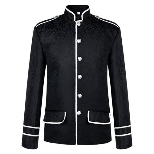 Prinz Kostüm Herren Neu - Steampunk Herren Mantel Gothic Jacke Mittelalter Hof Blazer Königlicher Prinz Kleidung Halloween Mottoparty Karneval Cosplay Hof Kostüm Theater Fasching von Generic