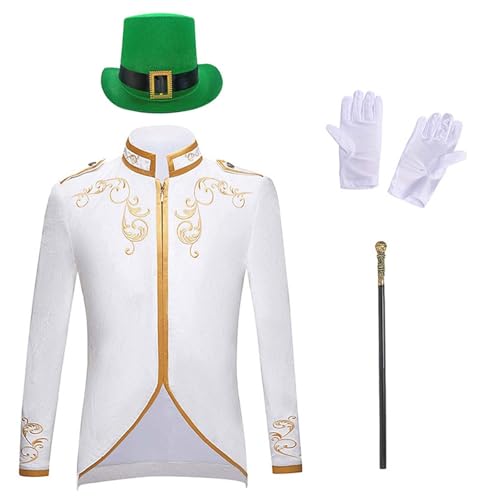 Prinz Kostüm Herren Set, Mode Steampunk Herren Mantel, Inkl. Hut & Zepter & Handschuhe 4-teiliges Gothic Jacke Blazer Halloween Mottoparty Karneval Fasching Cosplay Prinz Kostüm Herren Set, Mode Steampunk Herren Mantel, Inkl. Hut & Zepter & Handschuhe 4-teiliges Gothic Jacke Blazer Halloween Mottoparty Karneval Fasching Cosplay von Generic