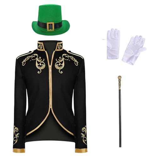 Prinz Kostüm Herren Set, Mode Steampunk Herren Mantel, Inkl. Hut & Zepter & Handschuhe 4-teiliges Gothic Jacke Blazer Halloween Mottoparty Karneval Fasching Cosplay Prinz Kostüm Herren Set, Mode Steampunk Herren Mantel, Inkl. Hut & Zepter & Handschuhe 4-teiliges Gothic Jacke Blazer Halloween Mottoparty Karneval Fasching Cosplay von Generic