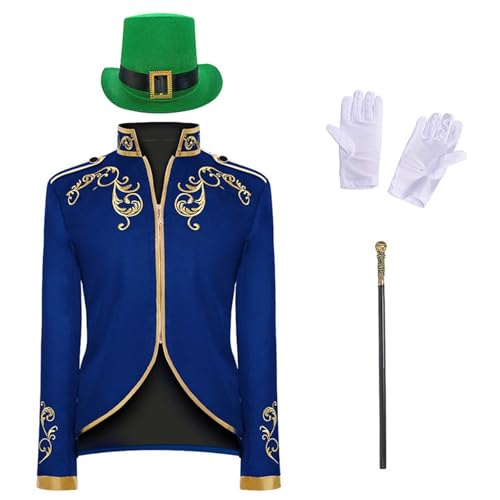 Prinz Kostüm Herren Set, Trendy Steampunk Herren Mantel,Inkl. Hut & Zepter & Handschuhe 4-teiliges Gothic Jacke Blazer Halloween Mottoparty Karneval Fasching Cosplay Prinz Kostüm Herren Set, Trendy Steampunk Herren Mantel,Inkl. Hut & Zepter & Handschuhe 4-teiliges Gothic Jacke Blazer Halloween Mottoparty Karneval Fasching Cosplay von Generic