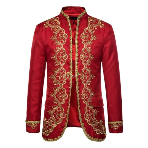 Prinz Kostüm Herren Steampunk Mantel Stickerei Gothic Jacke Mittelalter Edelmann Blazer Königlicher Prinz Kleidung Halloween Mottoparty Karneval Fasching Cosplay von Generic