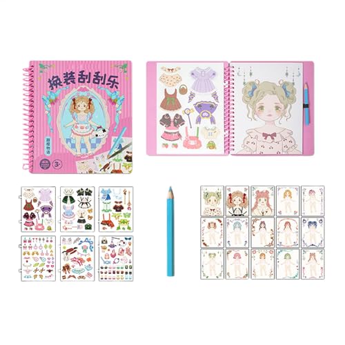 Prinzessin Dress -up Kit - Girls Fashion Activity Book | Fantasy Make -up -Kunstset mit Kratzpapier und Transferaufklebern, kreatives Spielen für Kleinkinder Kinder im Alter von 5 Jahren und up von Generic